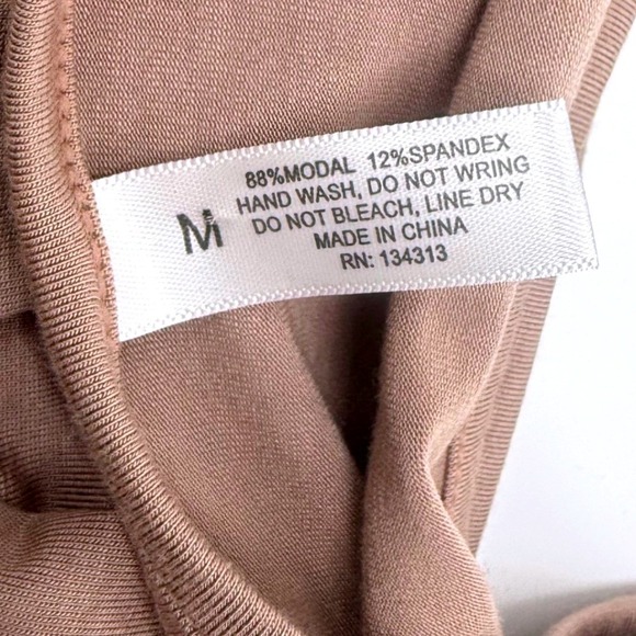 Womens Soft Modal Layering  Midi Dress Taupe Nude Spaghetti Strap Size M Lace - Picture 5 of 8